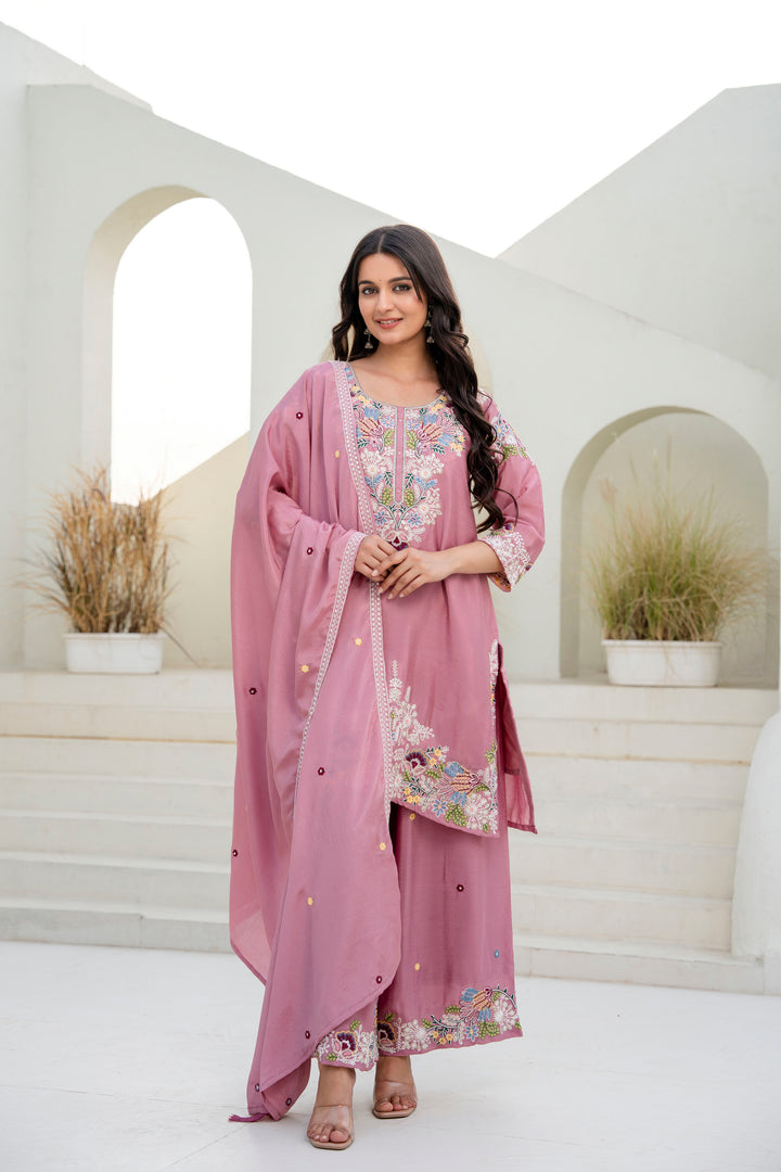 Designer Pink Kurti Set