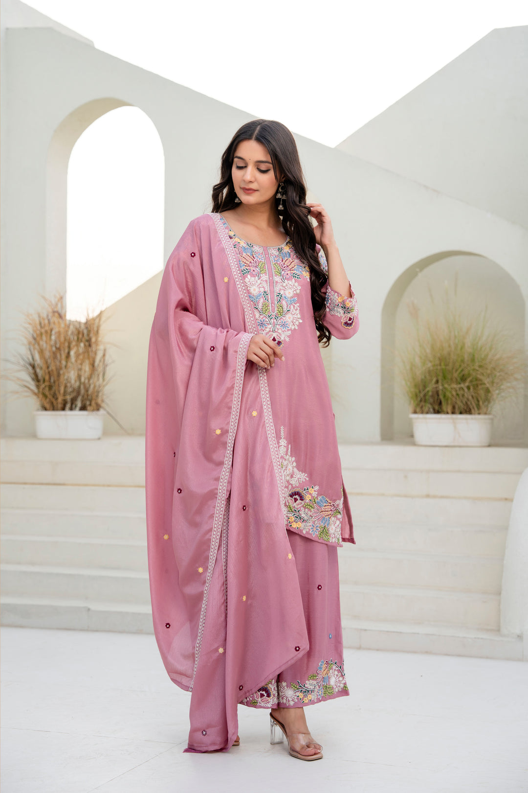 Designer Pink Kurti Set