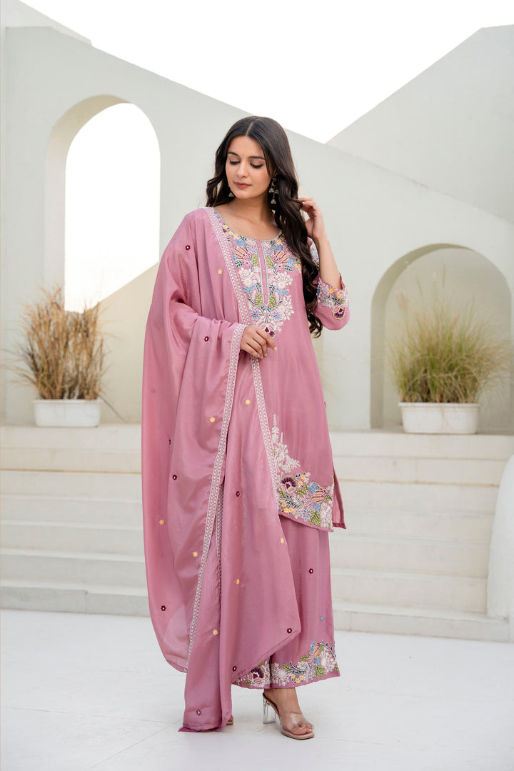 Designer Pink Kurti Set