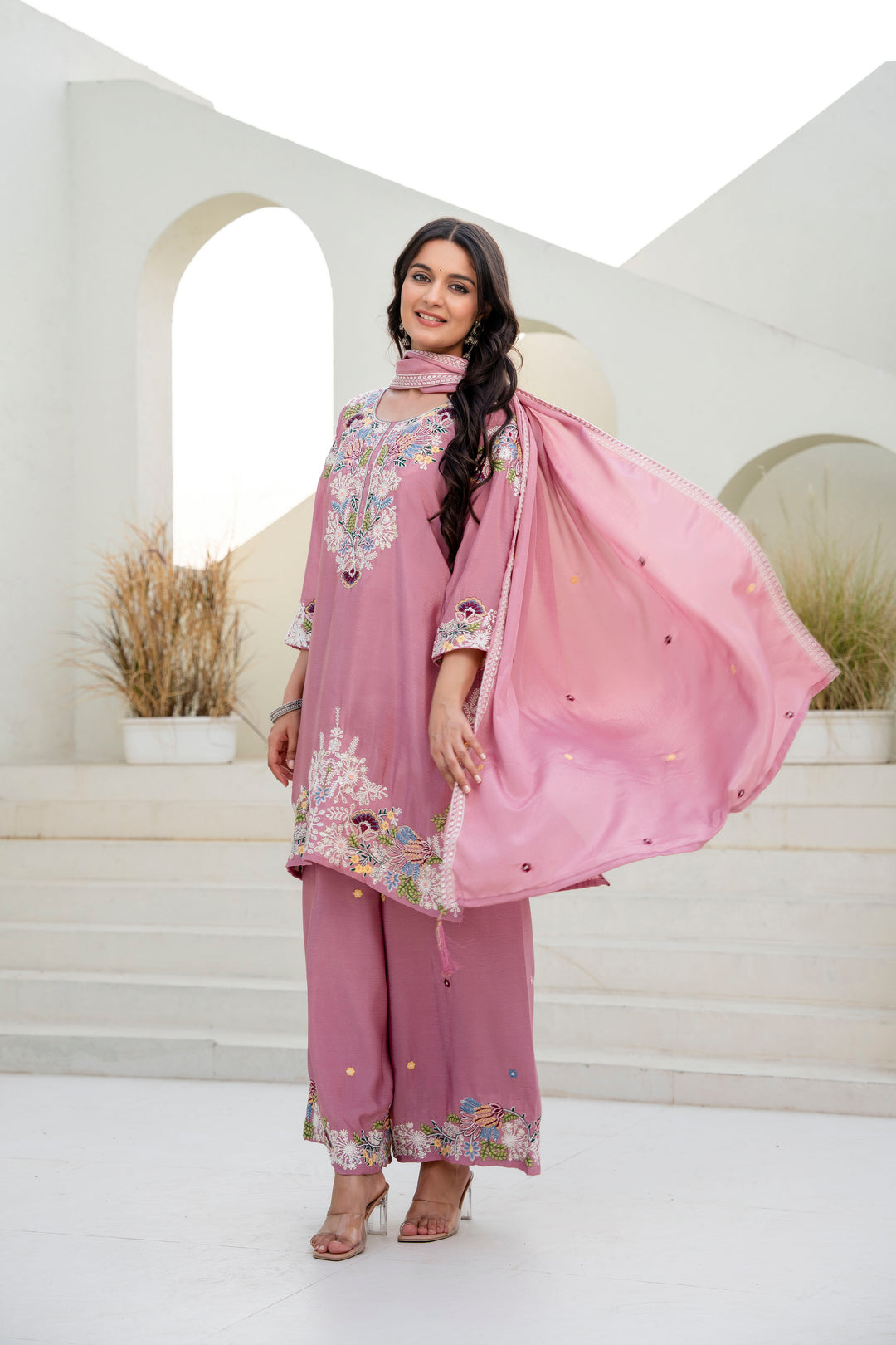 Designer Pink Kurti Set