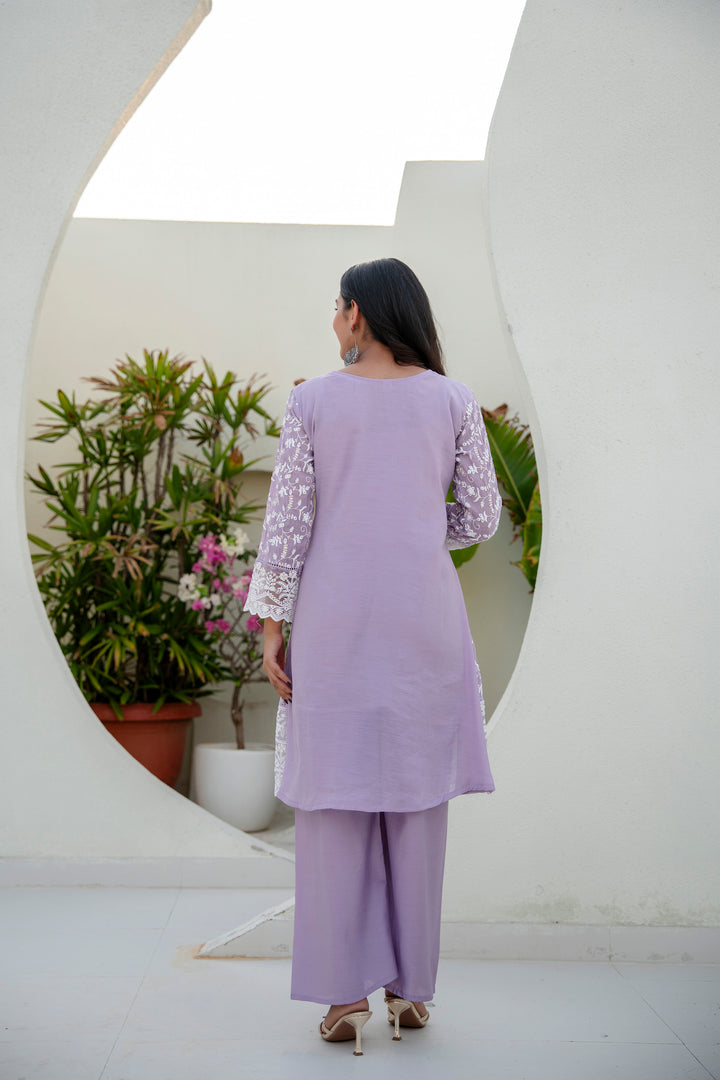New Stylish Designer Purple kurti Set