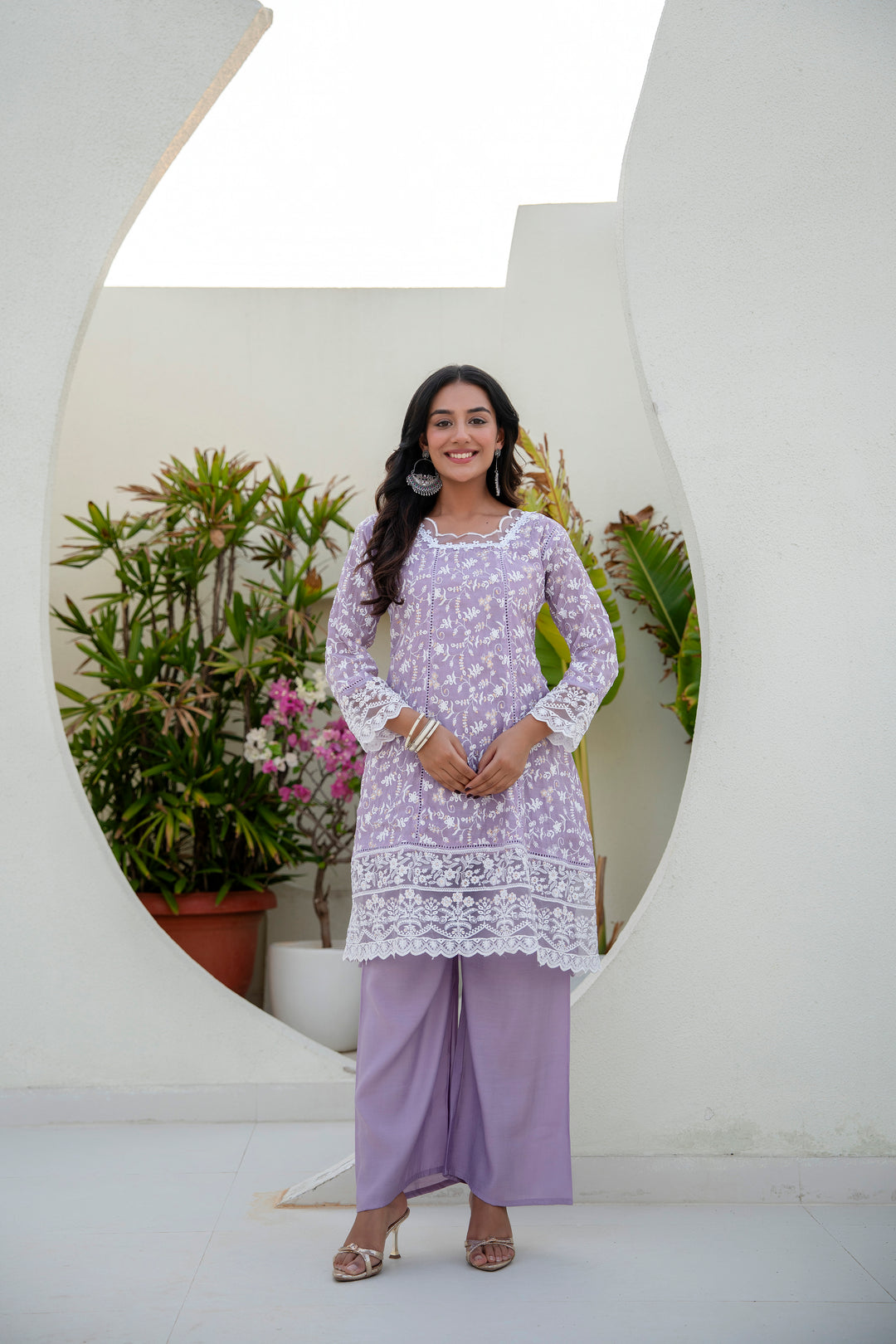 New Stylish Designer Purple kurti Set