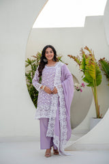 New Stylish Designer Purple kurti Set