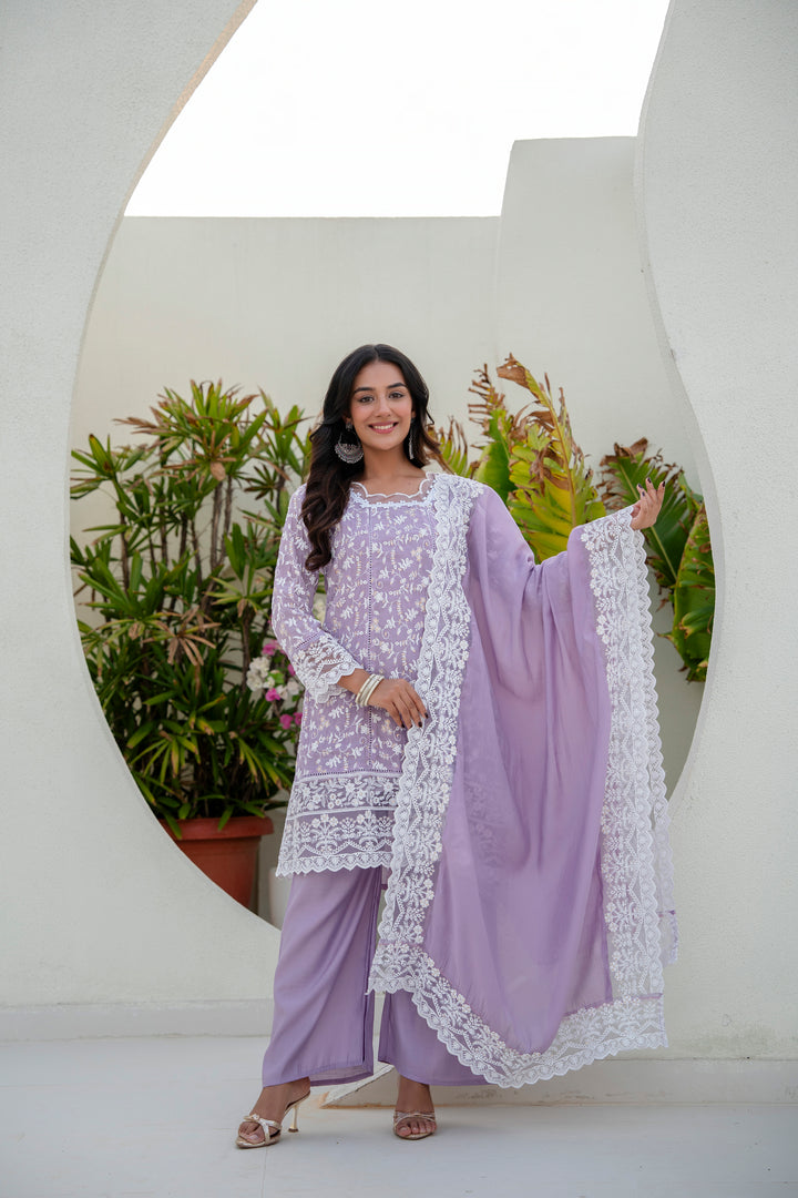 New Stylish Designer Purple kurti Set