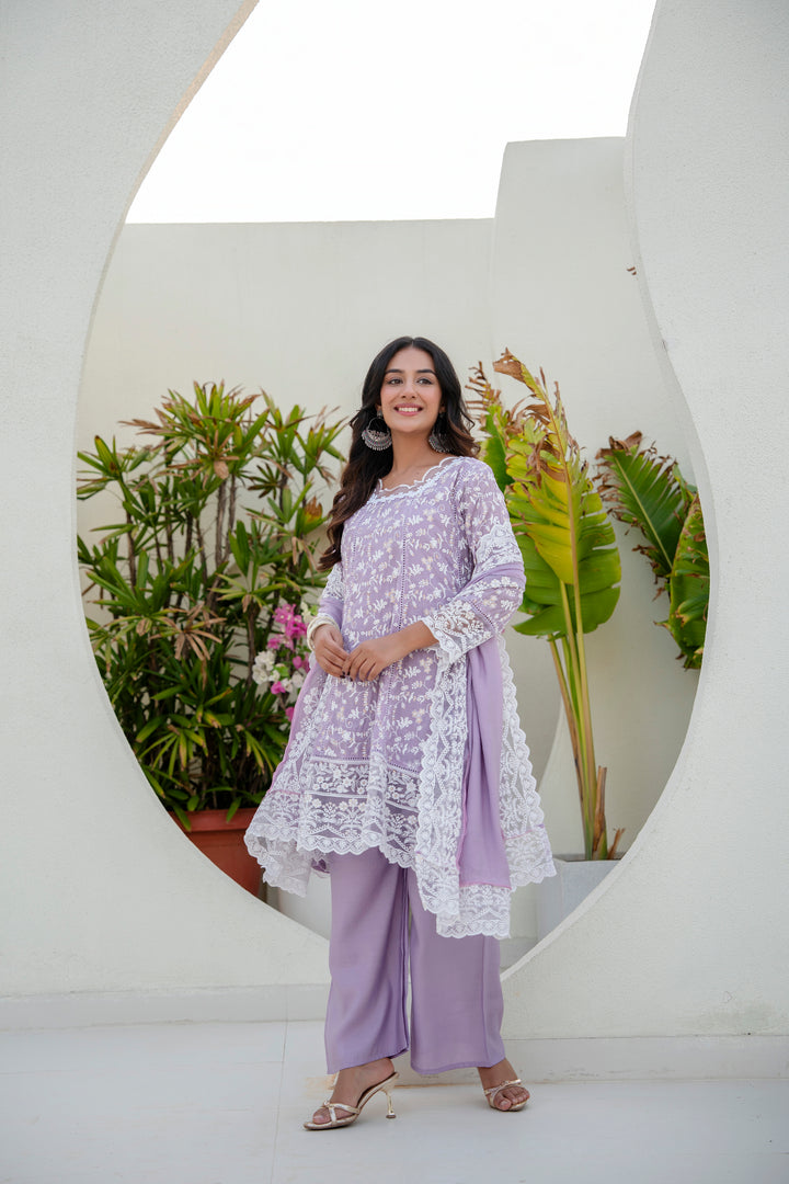 New Stylish Designer Purple kurti Set