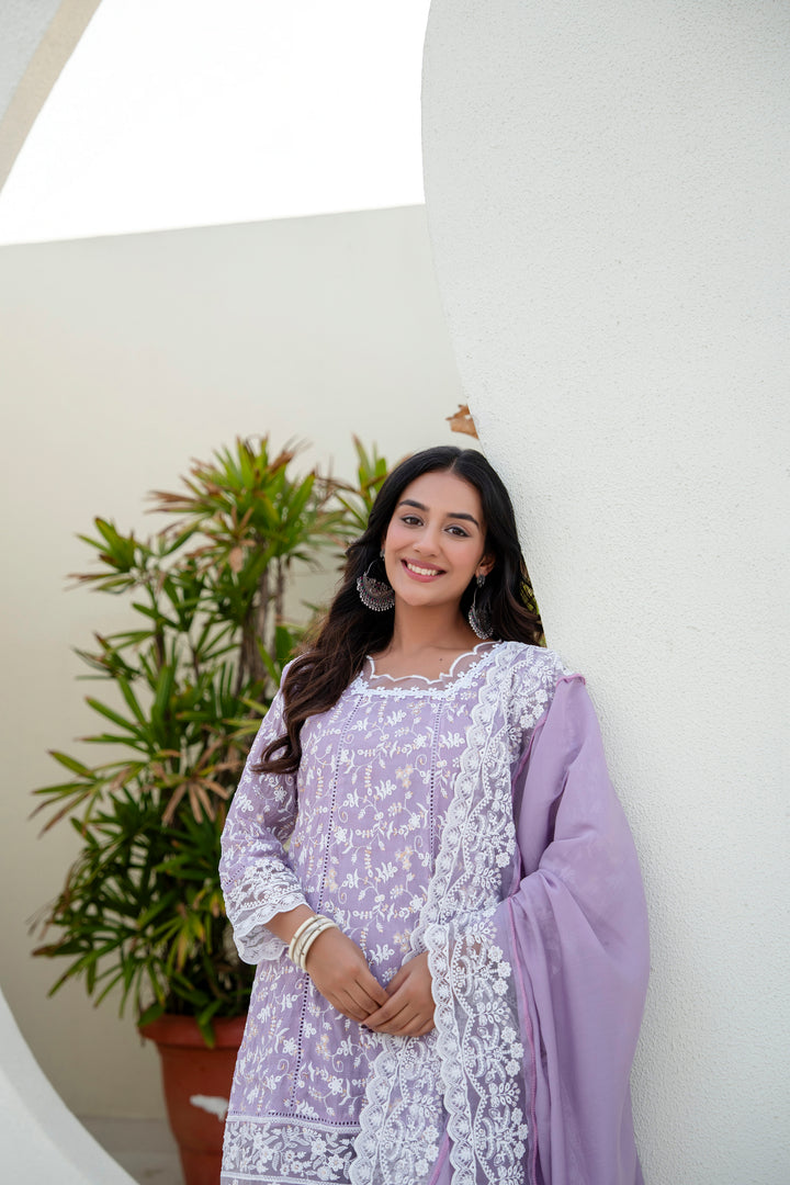 New Stylish Designer Purple kurti Set