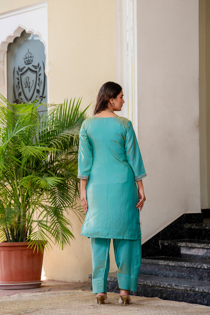 Turquoise Blue designer kurti set
