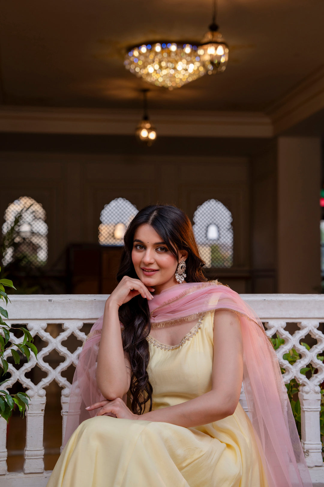 yellow color roman cotton anarkali Gown
