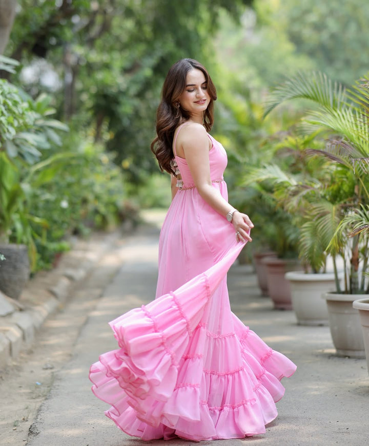 Baby Pink Fril Gown