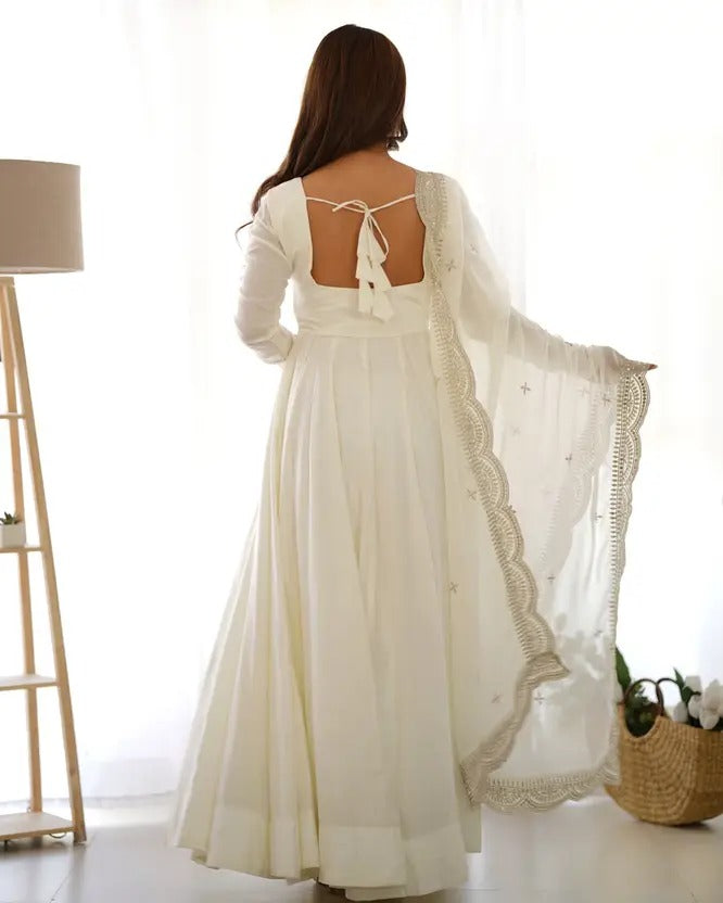 Classic Readymade Gown With Pant and dupatta Set
