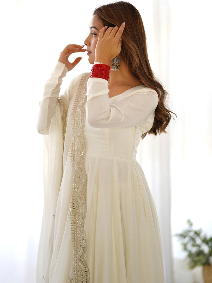 Classic Readymade Gown With Pant and dupatta Set