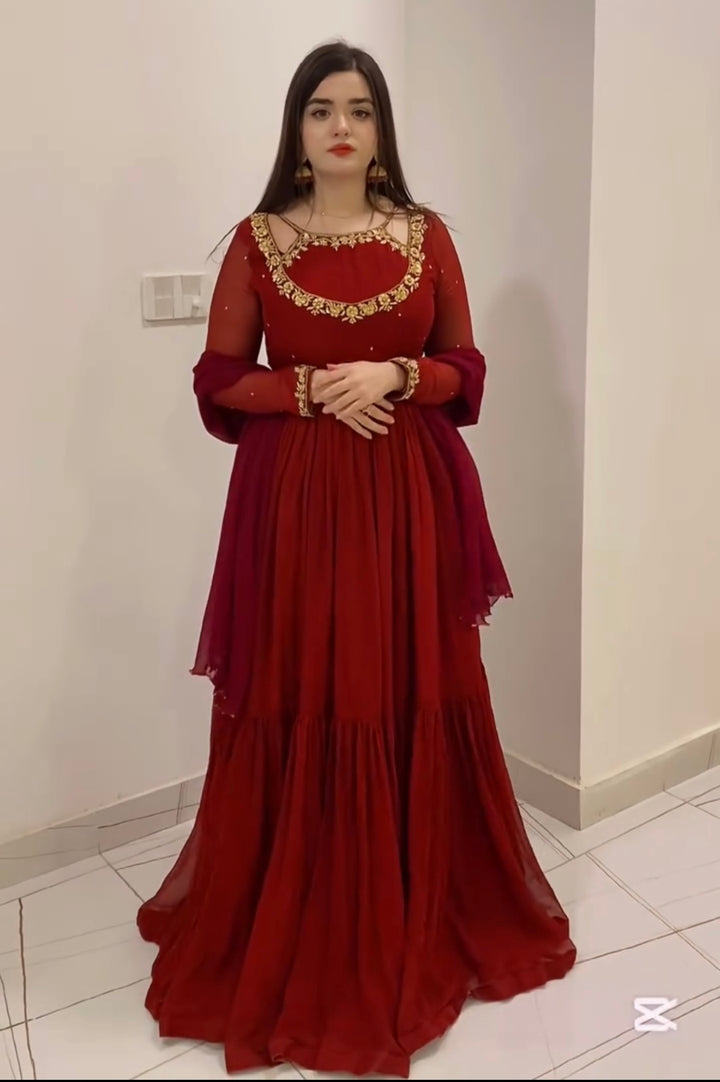 Đěsigner Party Wear Look Fancy Gown,Dupatta & Bottom Set