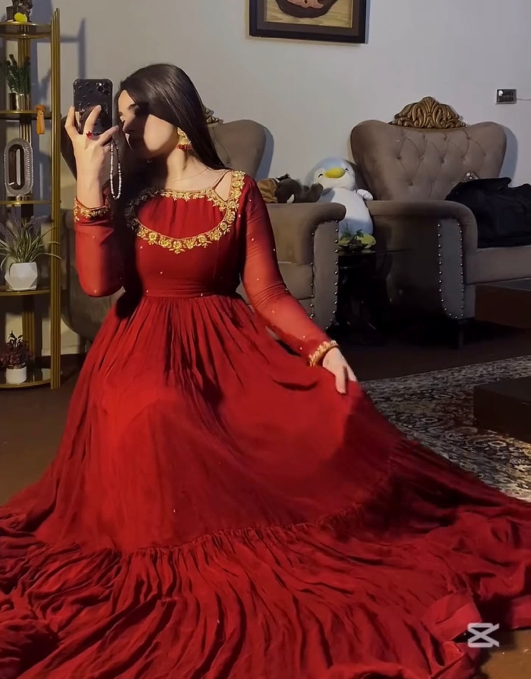 Đěsigner Party Wear Look Fancy Gown,Dupatta & Bottom Set