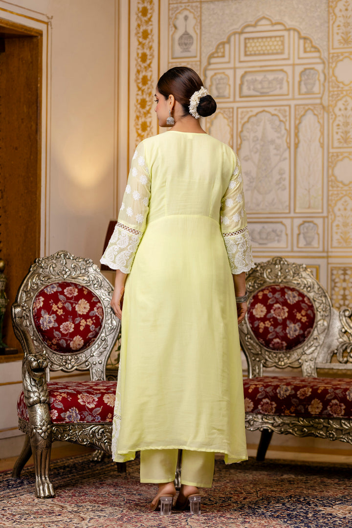 Pure Cotton Lemmon yellow Color Anarkali Gown