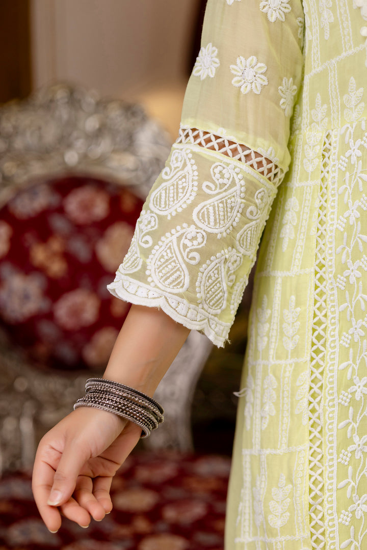 Pure Cotton Lemmon yellow Color Anarkali Gown