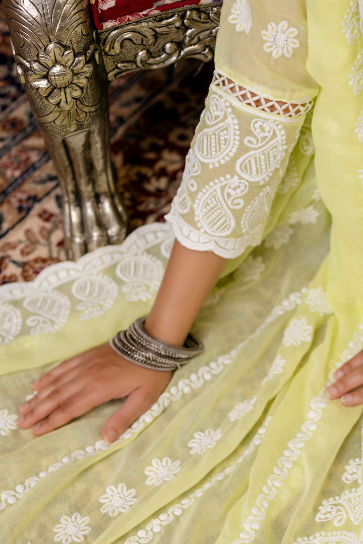 Pure Cotton Lemmon yellow Color Anarkali Gown