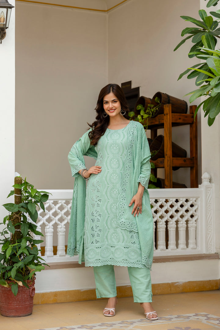 Elegant Cambric Cotton Pista Set