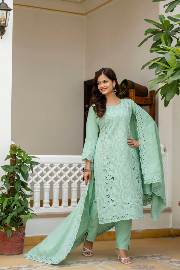 Elegant Cambric Cotton Pista Set