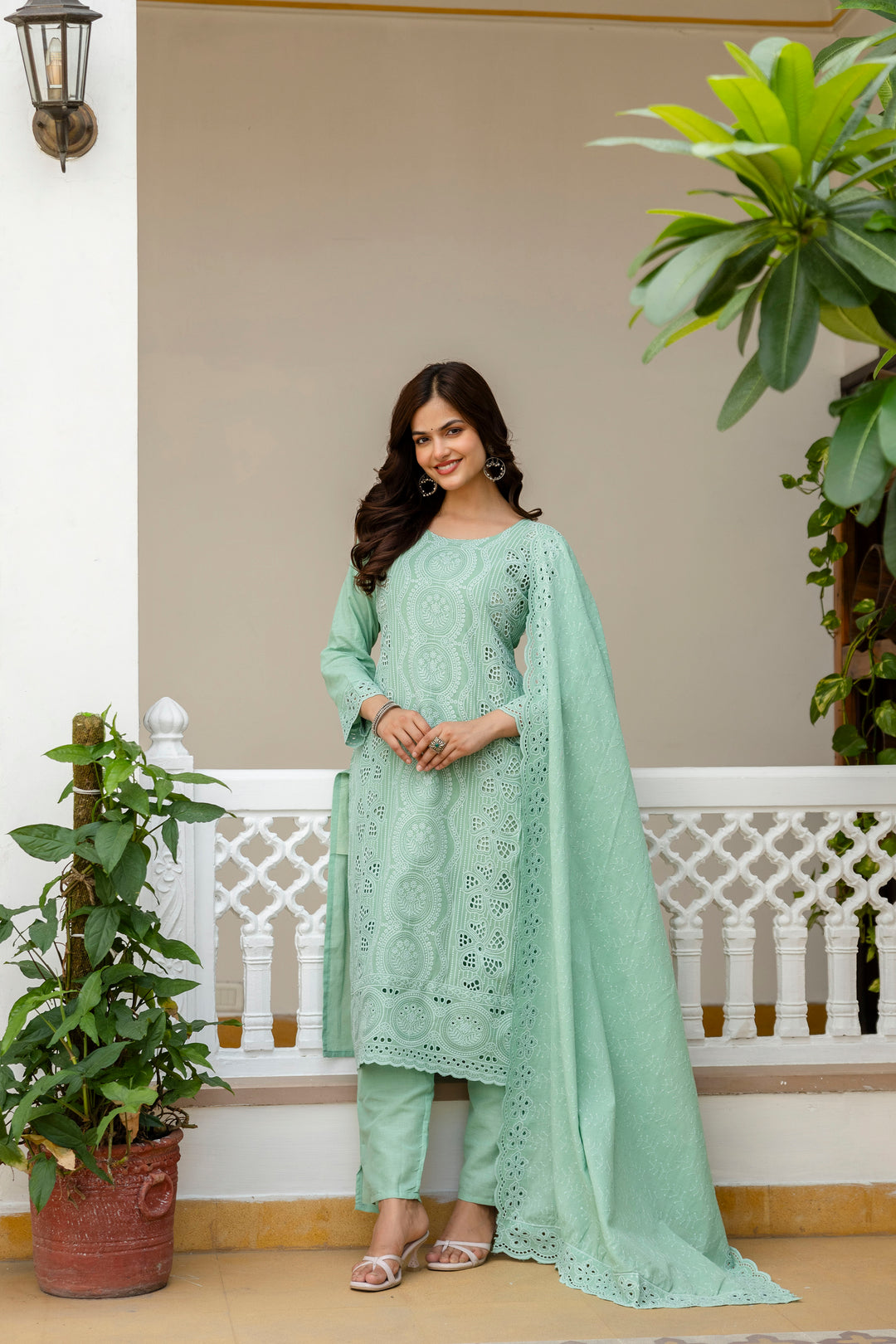Elegant Cambric Cotton Pista Set
