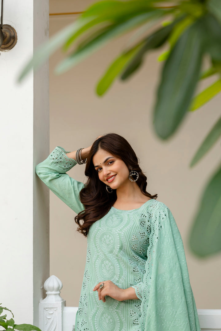 Elegant Cambric Cotton Pista Set