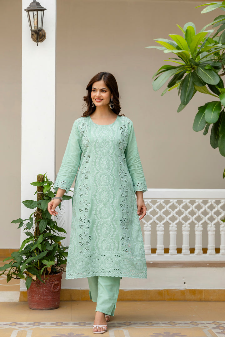 Elegant Cambric Cotton Pista Set