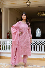 Elegant Cambric Cotton Pink Kurti Set