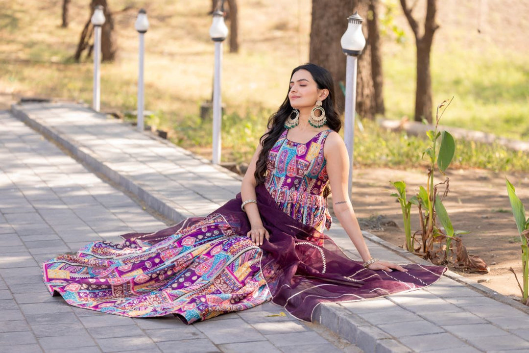 Regal Print Anarkali Dress