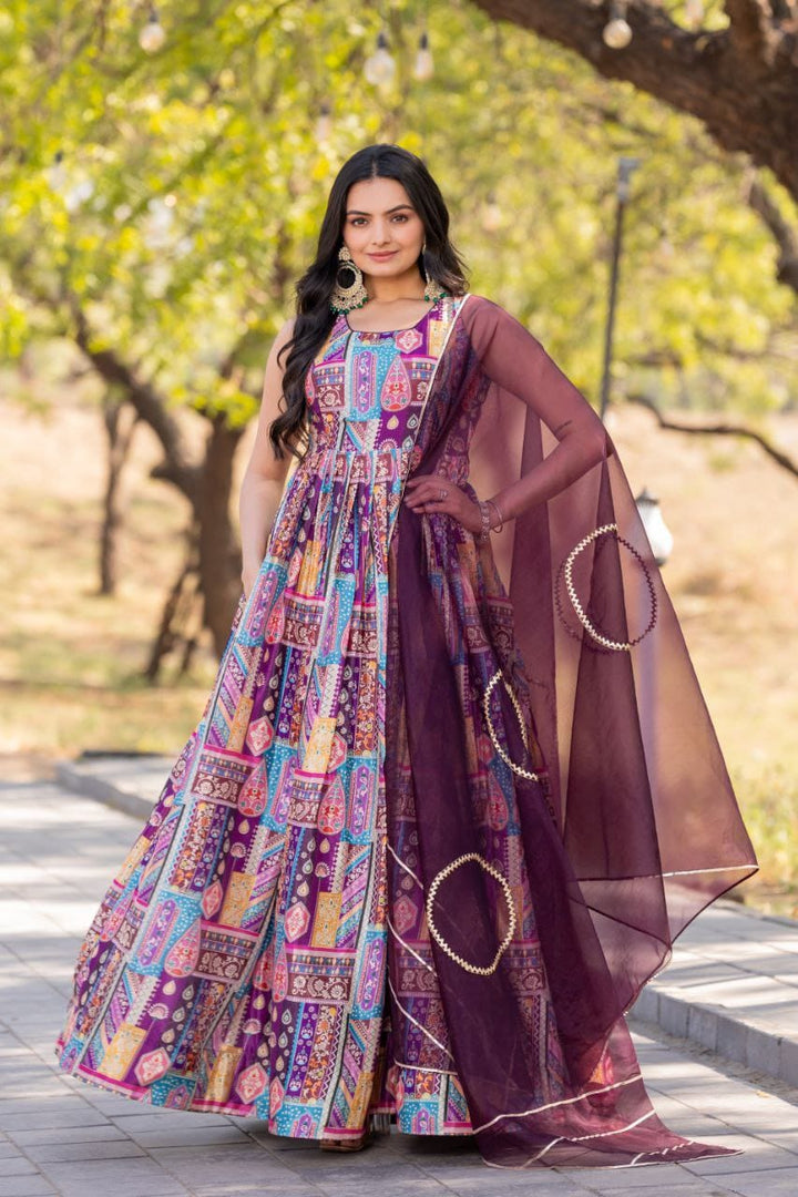 Regal Print Anarkali Dress