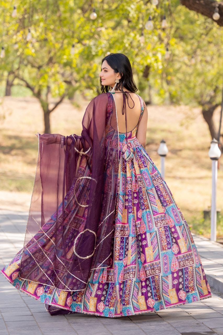 Regal Print Anarkali Dress