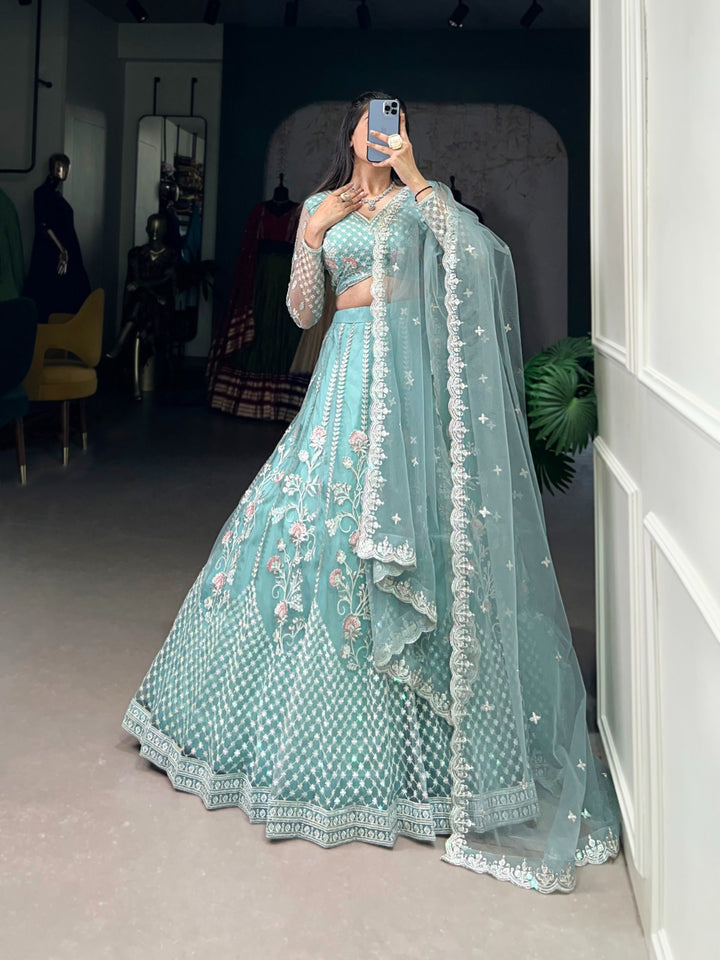 Sequins and Thread Embroidery Work Lehenga Choli