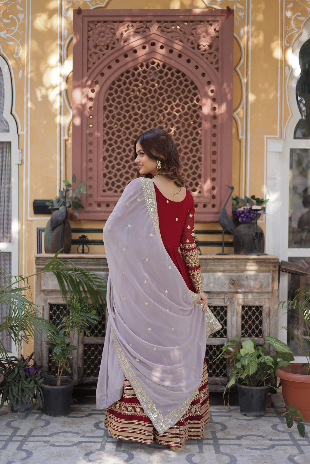 tranding red color Desinger Anarkali Embroidery Gown
