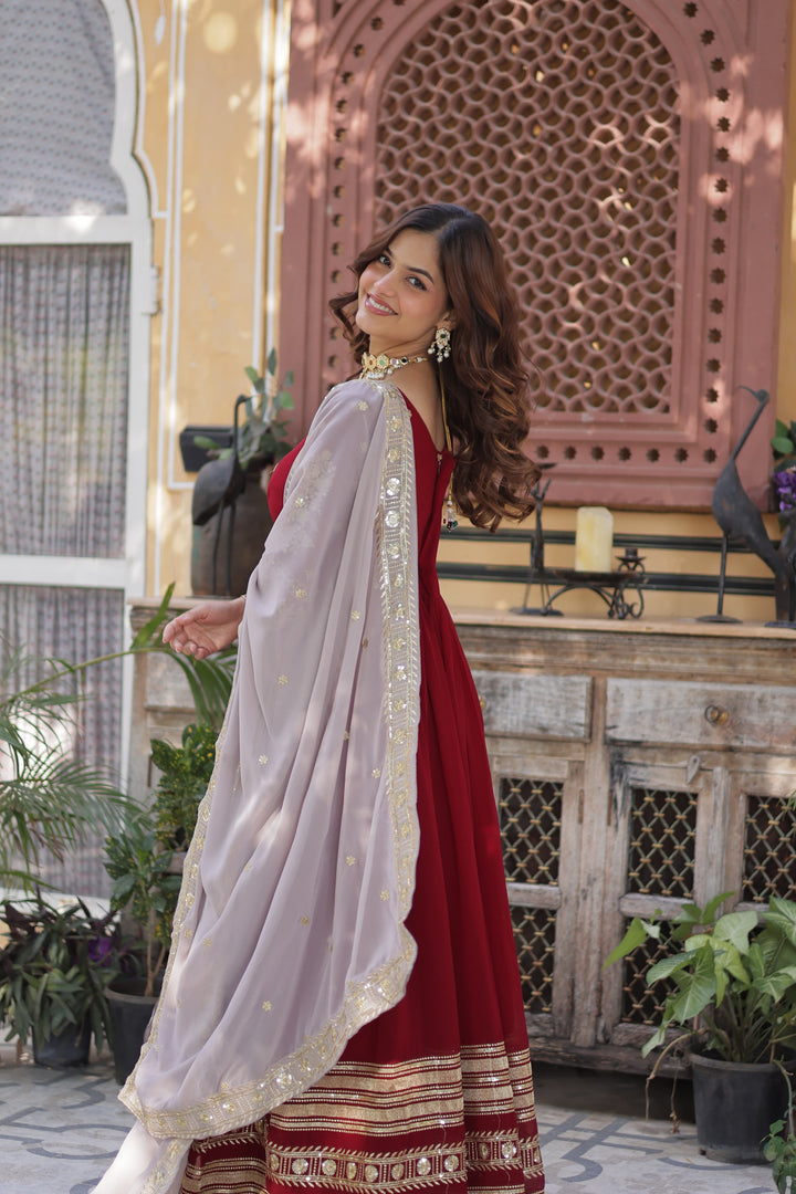 tranding red color Desinger Anarkali Embroidery Gown