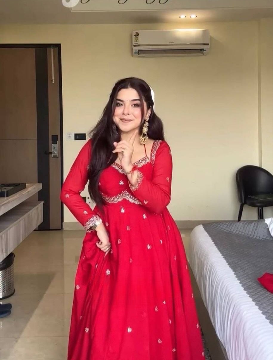 Red sequin embroidery Gown