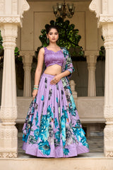 monochrome Lovender Color floral print lehenga Choli