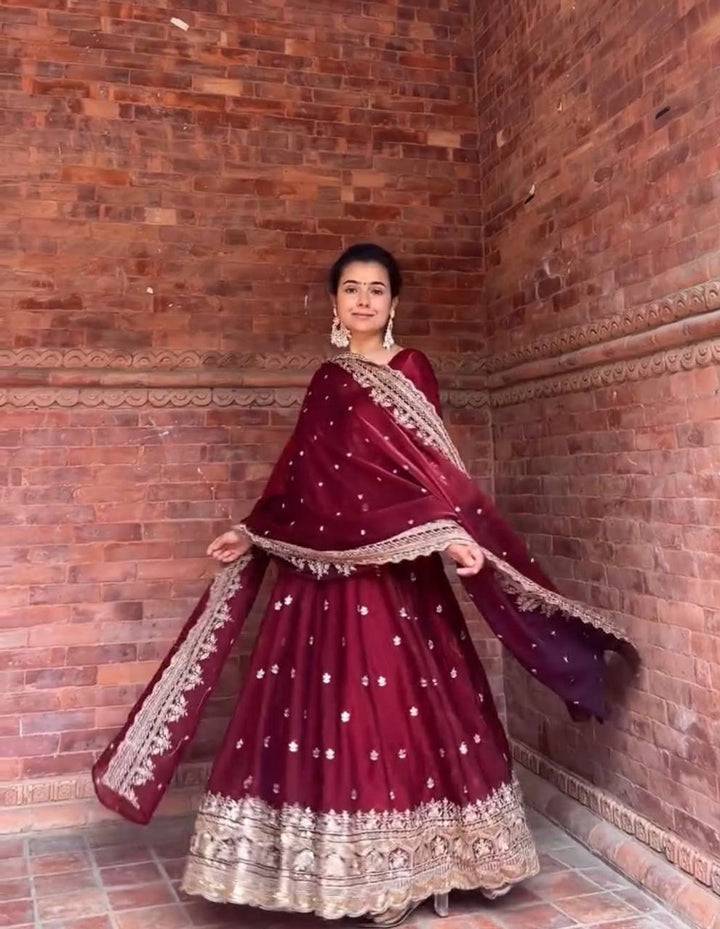 heavy fendy silk Anarkali Suit