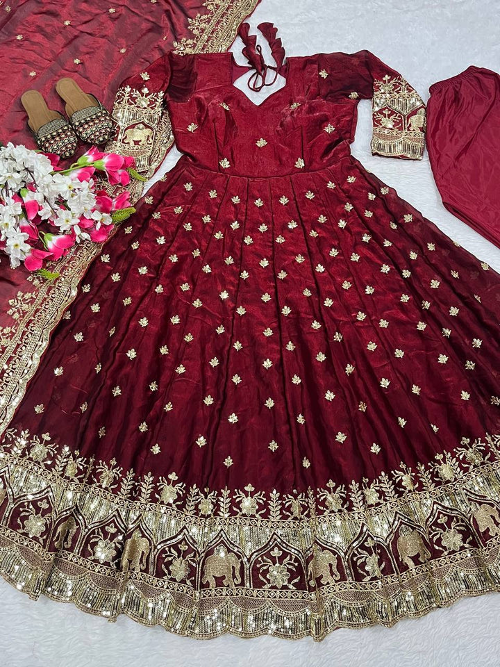 heavy fendy silk Anarkali Suit