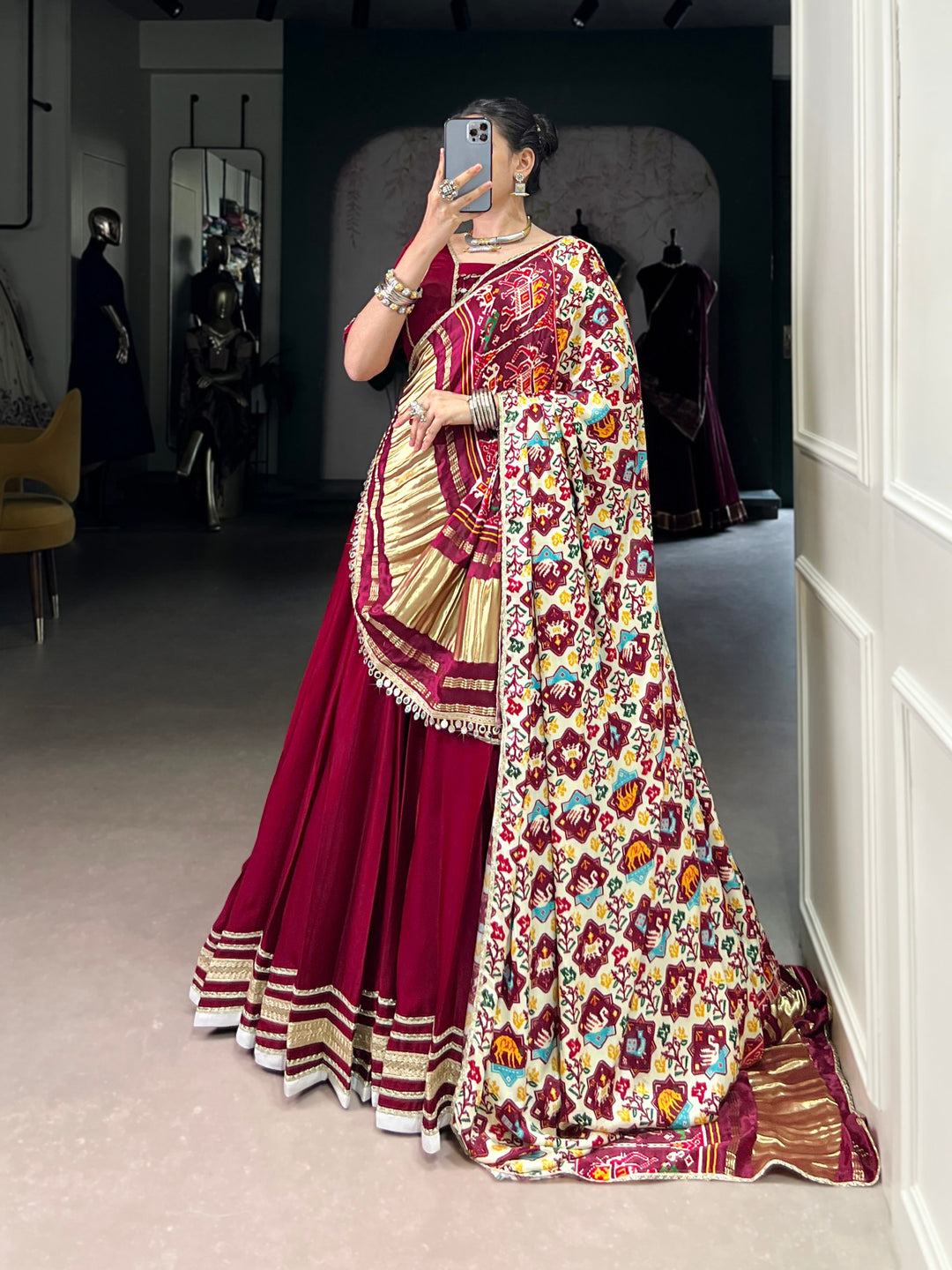 Maroon Georgette Navratri Lehenga Choli