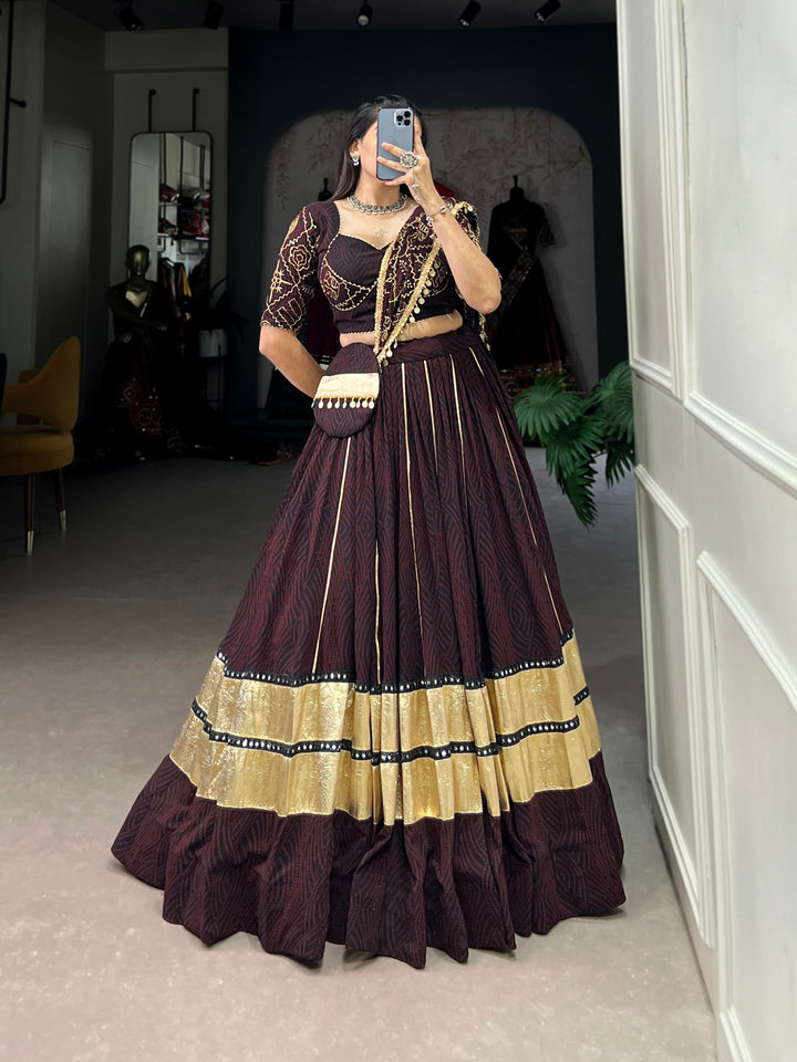 Georgette Bandhej Print NavratriLahengha  Choli
