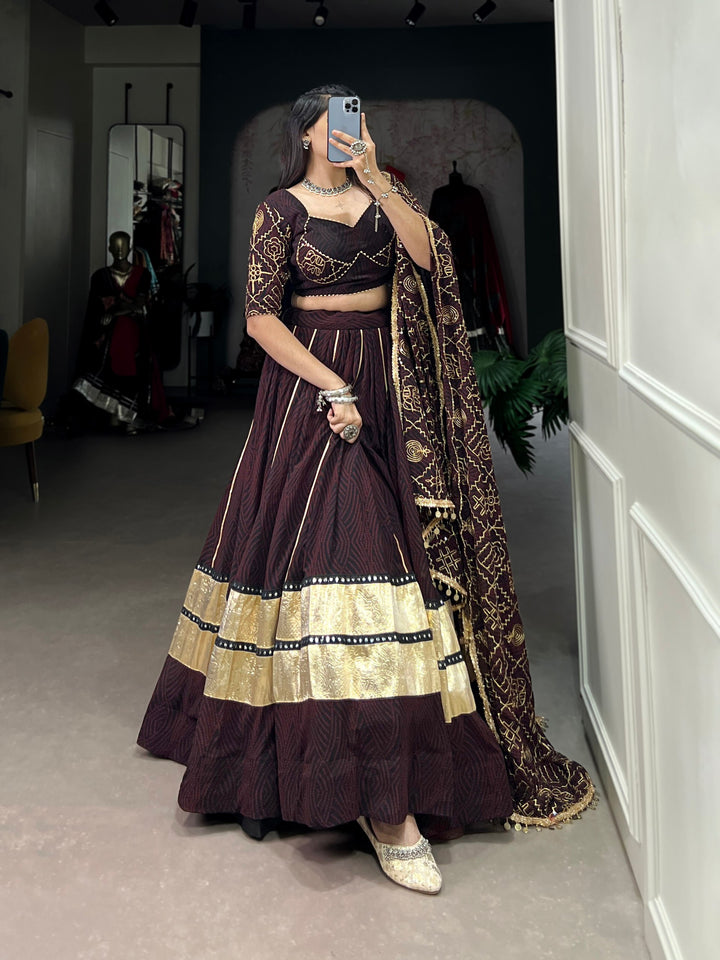 Georgette Bandhej Print NavratriLahengha  Choli