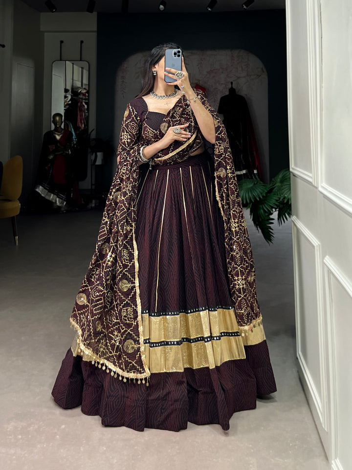 Georgette Bandhej Print NavratriLahengha  Choli