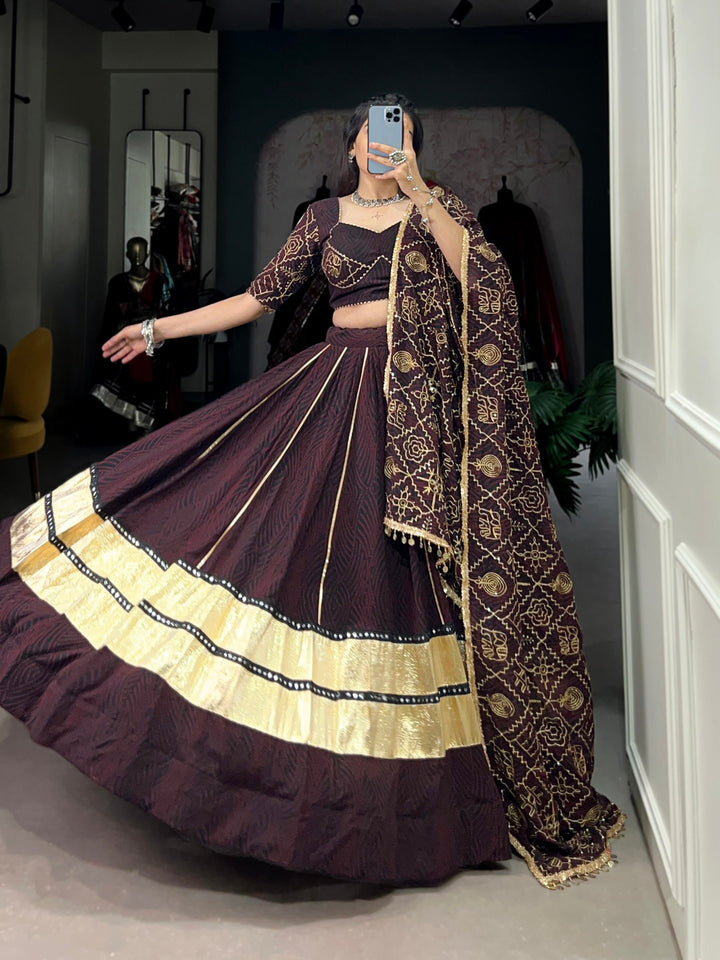 Georgette Bandhej Print NavratriLahengha  Choli