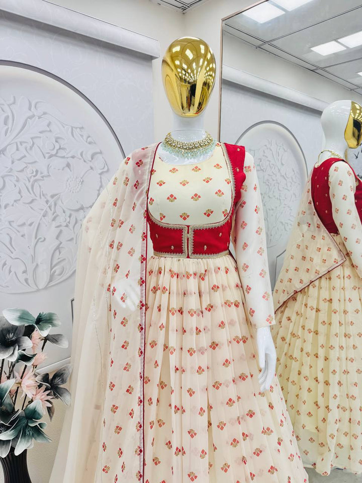 Designer Party Wear Anarkali Flower Prints Gown