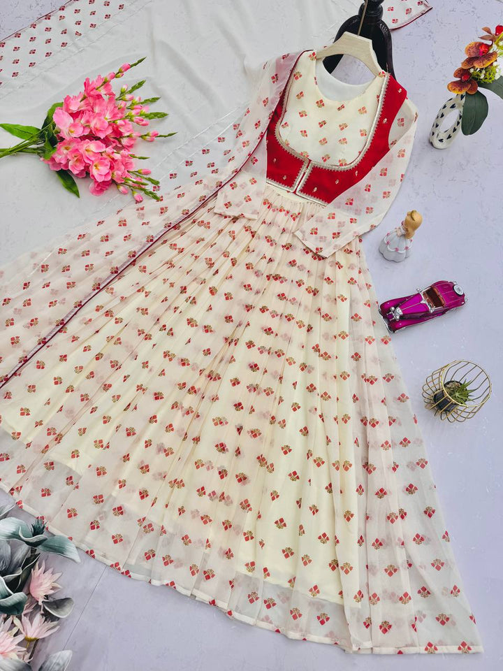 Designer Party Wear Anarkali Flower Prints Gown