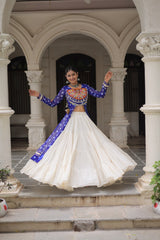 Blue Color Bandhani Print with kutchi patchework Navratri Collection
