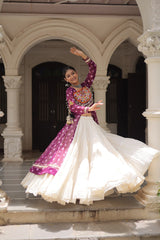 Purple Color Bandhani Print with kutchi patchework Navratri Collection