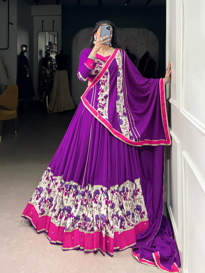purple floral lehenga choli