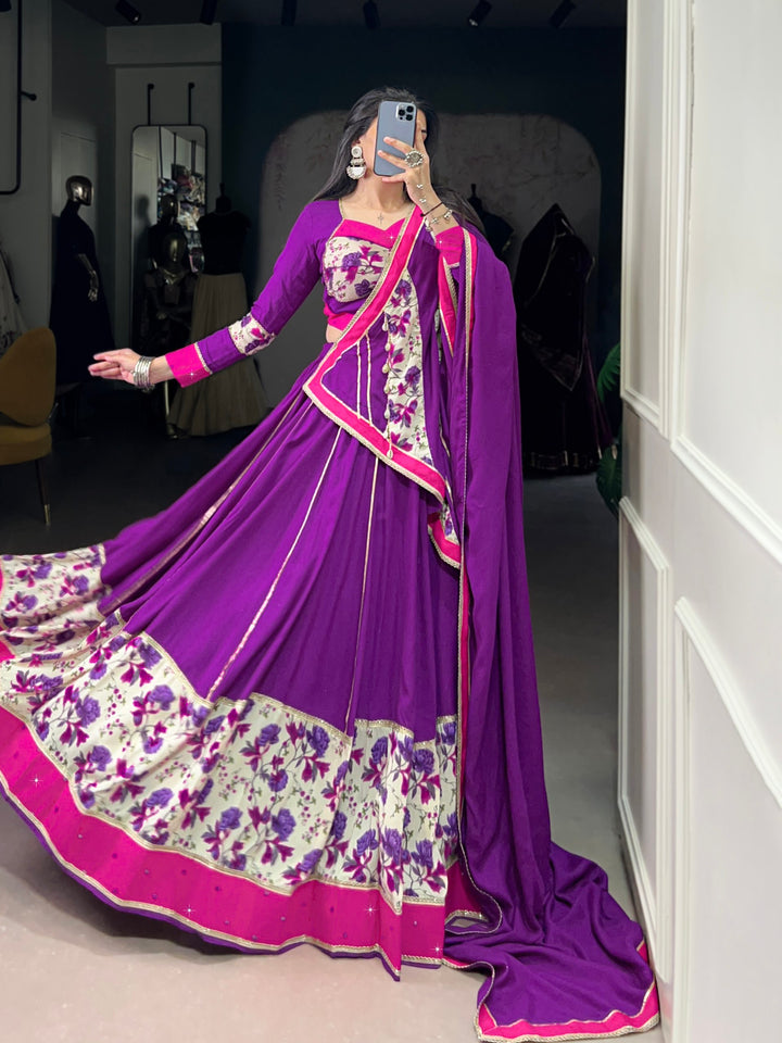 purple floral lehenga choli