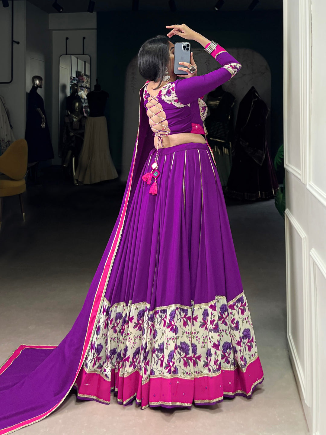 purple floral lehenga choli