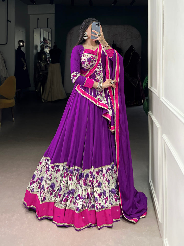 purple floral lehenga choli