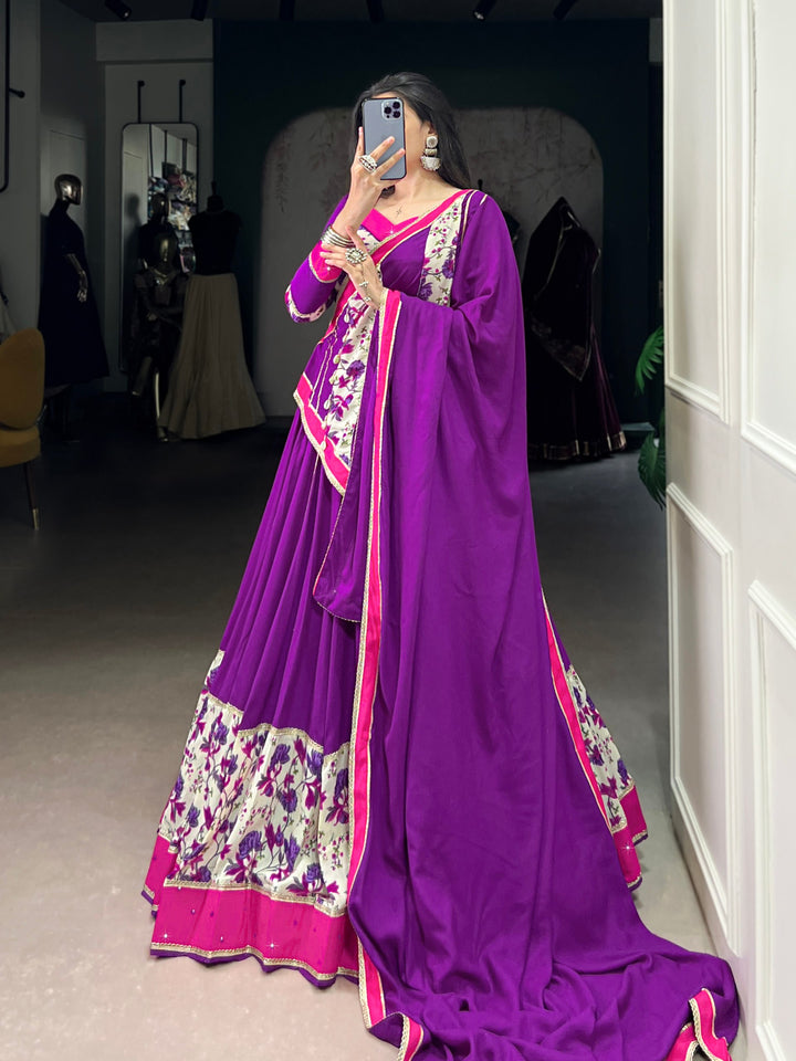 purple floral lehenga choli